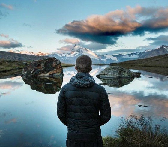 A peaceful lake in the mountains